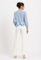 Lumi Blouse With Stripe And Floral Pattern | Blue
