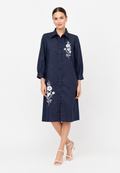 Evolve Midi Dress Denim With Embroidery | Navy