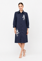 Evolve Midi Dress Denim With Embroidery | Navy