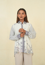 Ovelia Shirt Stripe And Floral Pattern | White