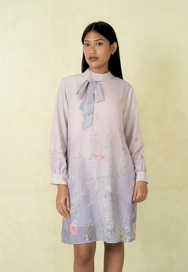 Roselle Midi Dress With Tape Detail | Soft Purple