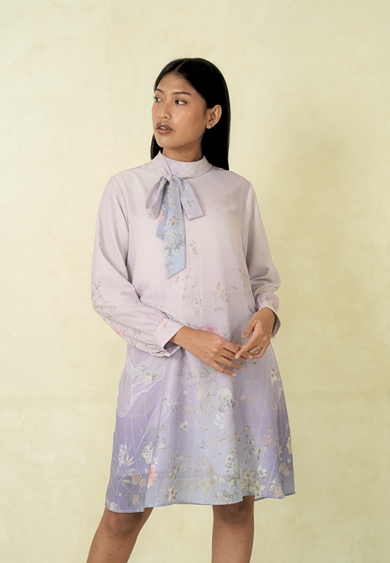 Roselle Midi Dress With Tape Detail | Soft Purple