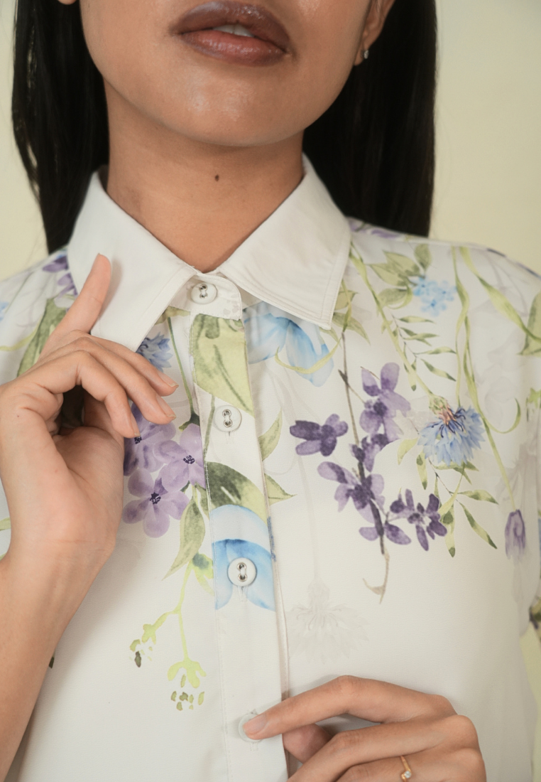 Mirella Midi Dress Floral Pattern | White