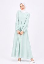 Liora Gamis Long Dress With Puff Sleeve | Butter Yellow And Mint Green