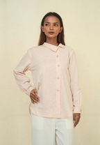 Noemie Shirt Blouse Soft Peach Motif Floral Embossed | Peach By Brilliant Girl