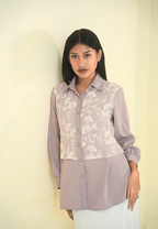Calaire Sheer Embroidery Shirt With Long Sleeve | Pink