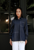 Daphne Pocket Denim Shirt | Navy