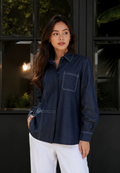 Daphne Pocket Denim Shirt | Navy