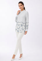 Evelina Monogram Bloom Blouse | Blue