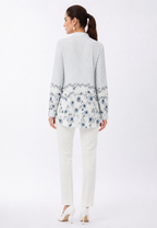 Evelina Monogram Bloom Blouse | Blue