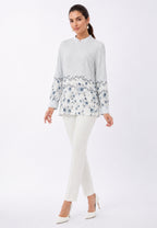 Evelina Monogram Bloom Blouse | Blue