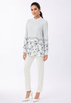 Evelina Monogram Bloom Blouse | Blue