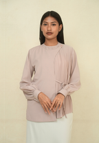 Adeline Asymmetrical Pleated Blouse | Dusty Mauve