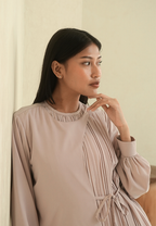 Adeline Asymmetrical Pleated Blouse | Dusty Mauve