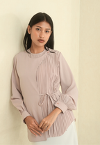 Adeline Asymmetrical Pleated Blouse | Dusty Mauve