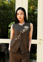 Florence Embroidery Vest | Brown