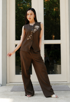 Florence Embroidery Vest | Brown