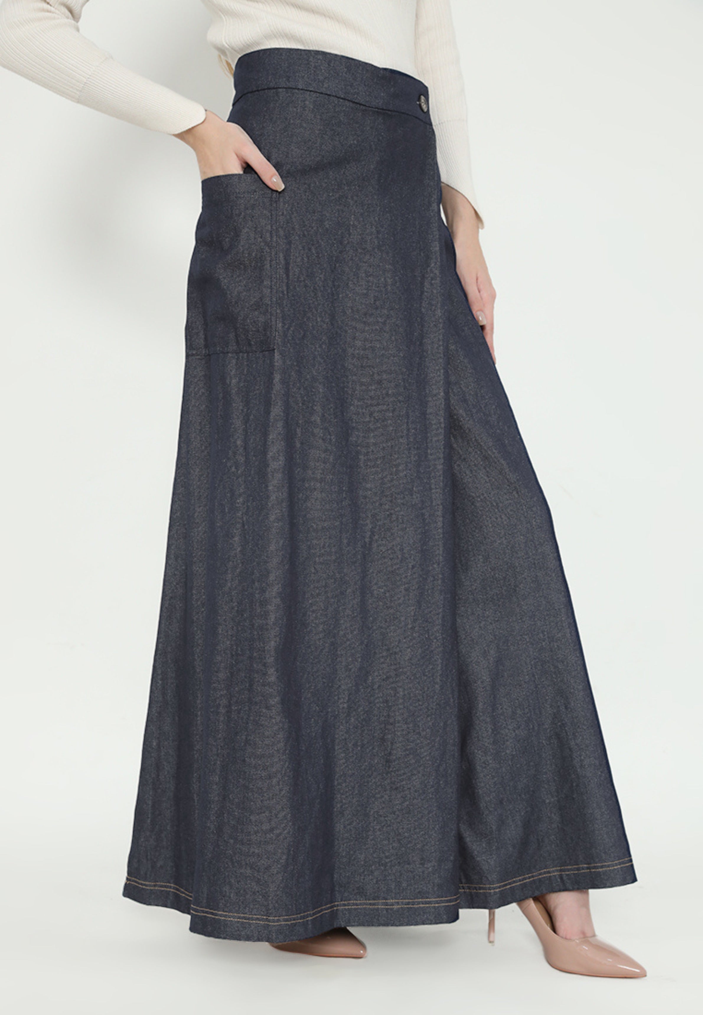 Elara Wrap Culotte | Dark Denim