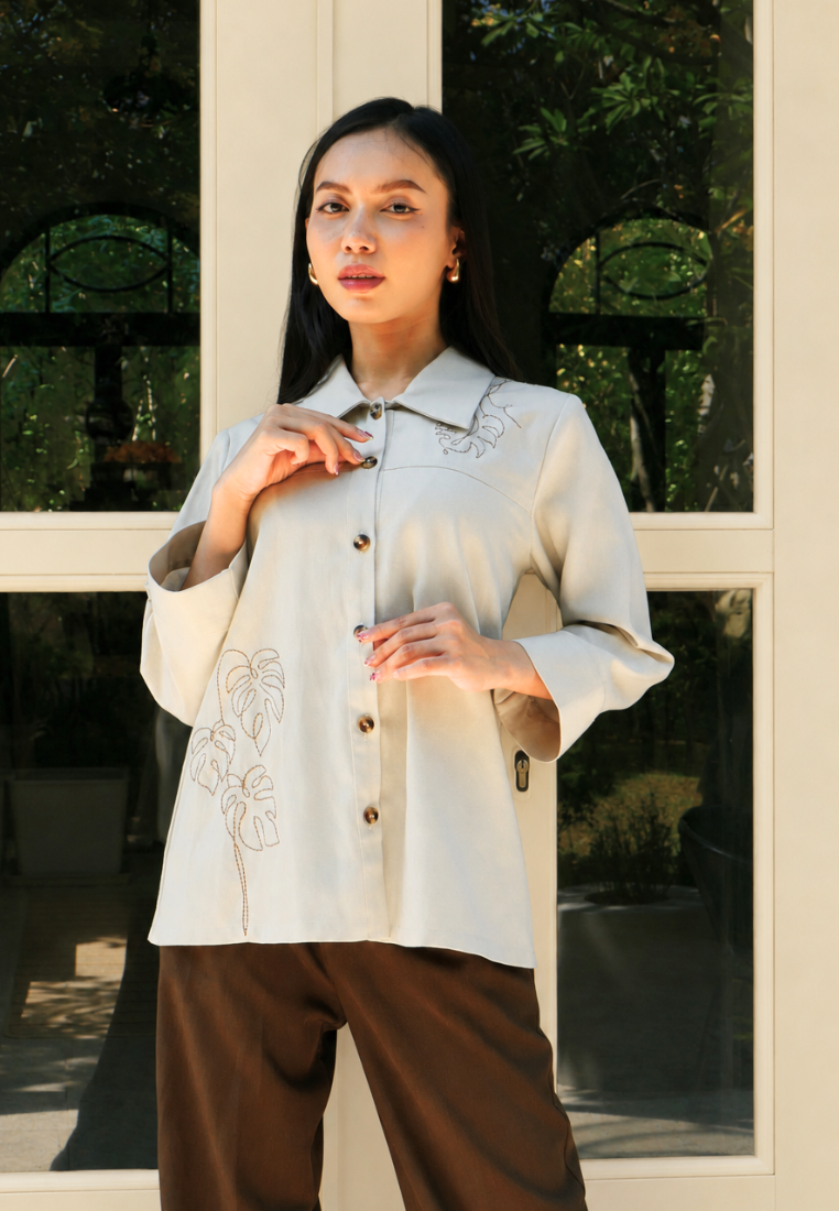 Nerissa Leaf Shirt | Cream