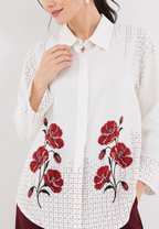 Ravella Monogram Bloom Blouse | White