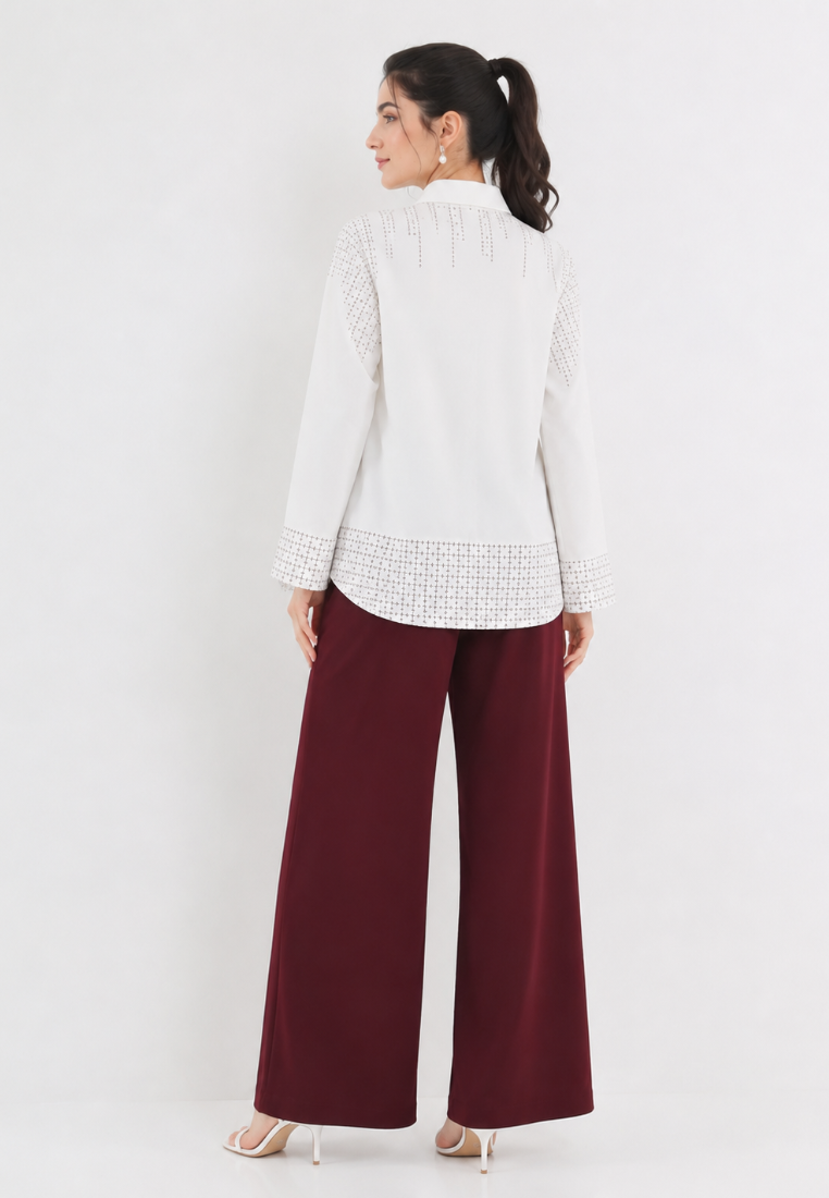 Ravella Monogram Bloom Blouse | White
