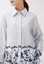 Maelis Stripe Shirt With Floral | White Arlette By Brilliant Girl