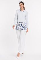 Maelis Stripe Shirt With Floral | White Arlette By Brilliant Girl