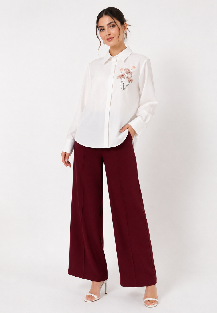 Gabriella Shirt With Floral Embroiderry | White