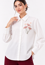 Gabriella Shirt With Floral Embroiderry | White