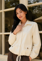 Leona Blouse with Drawstring Detail | Cream