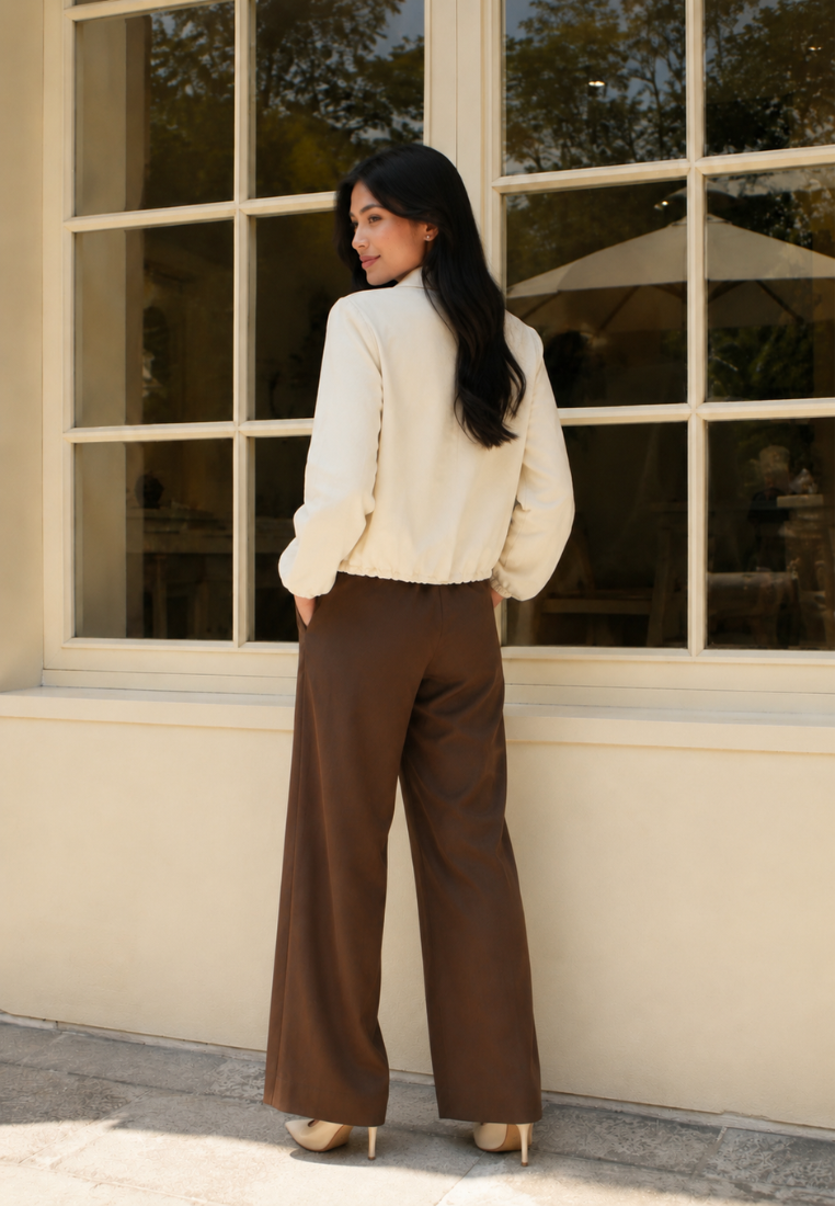 Leona Blouse with Drawstring Detail | Cream