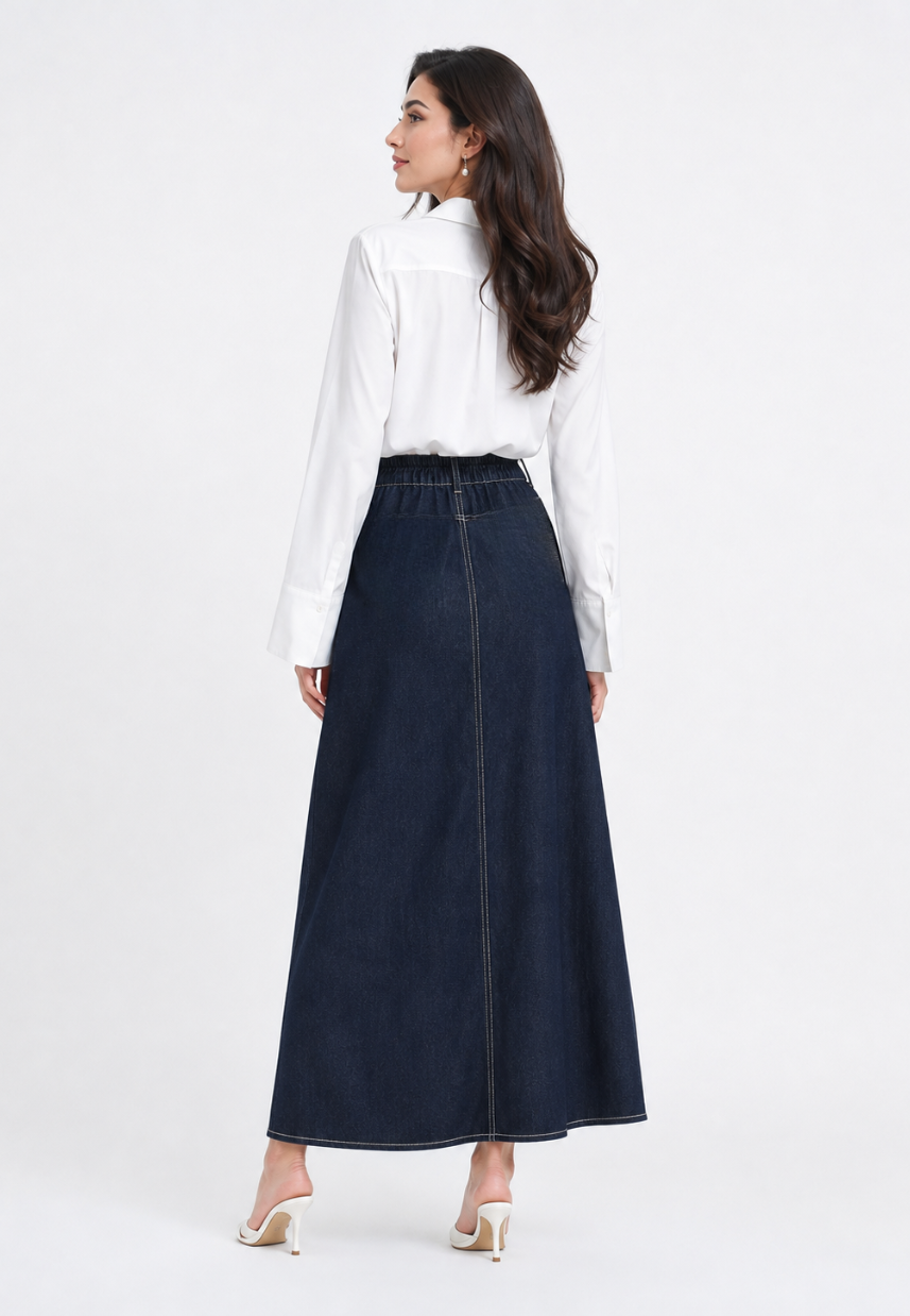 Lunessa Denim Skirt | Navy