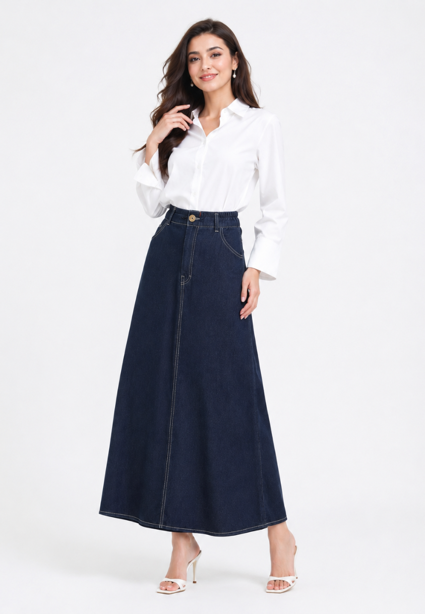Lunessa Denim Skirt | Navy