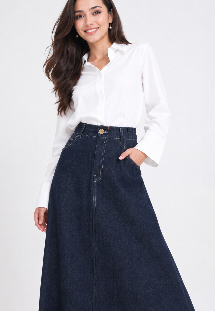 Lunessa Denim Skirt | Navy