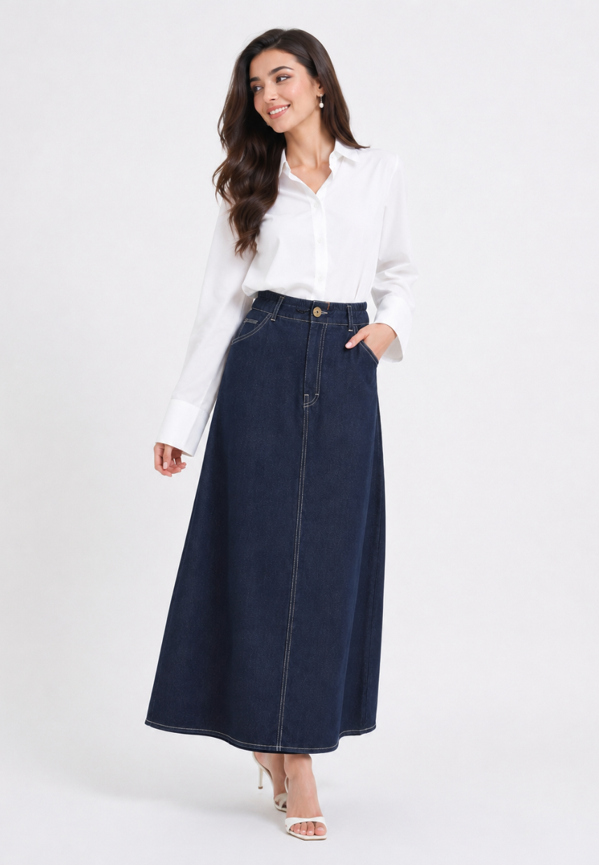 Lunessa Denim Skirt | Navy