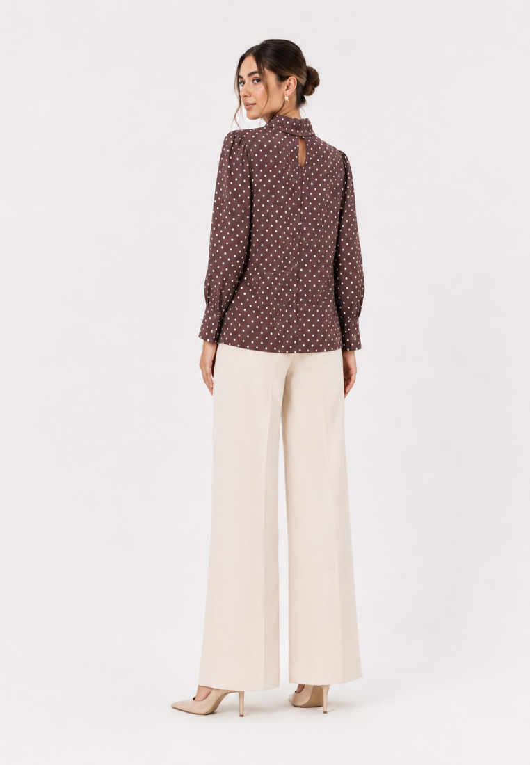 Colette Tie Polka Blouse | Brown