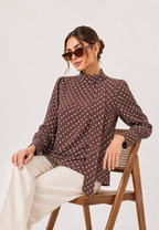 Colette Tie Polka Blouse | Brown