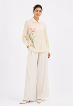 Lilyana Blouse With Stripe Combination | Soft Yellow