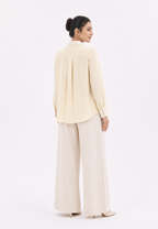 Lilyana Blouse With Stripe Combination | Soft Yellow