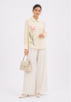 Lilyana Blouse With Stripe Combination | Soft Yellow