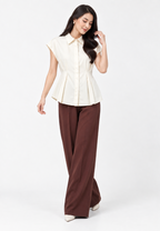 Noella Pleats Blouse | Cream
