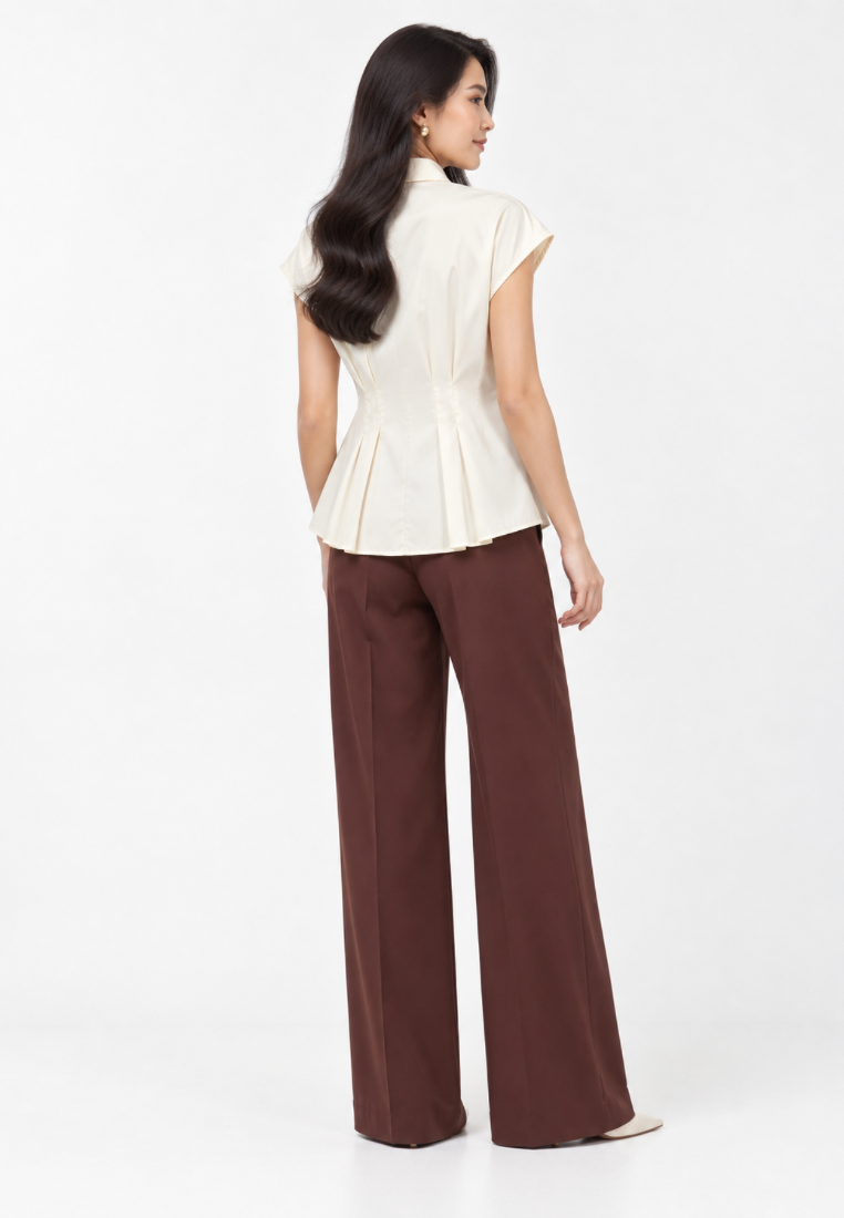 Noella Pleats Blouse | Cream