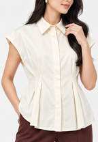 Noella Pleats Blouse | Cream