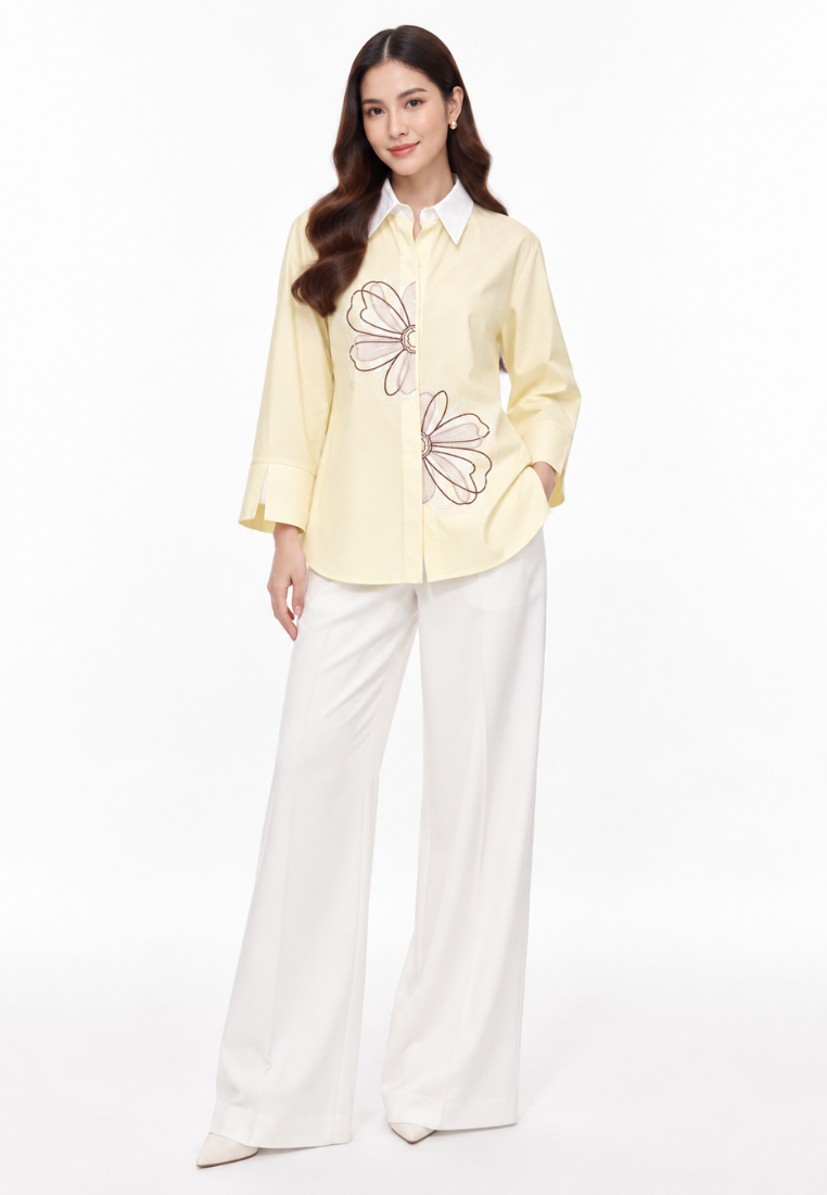 Alina Embroiderry Shirt | Butter Yellow