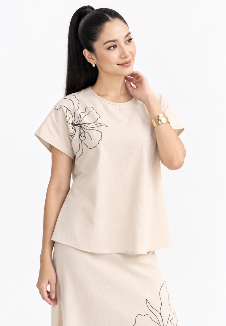 Aureta Embroidery Blouse | Cream