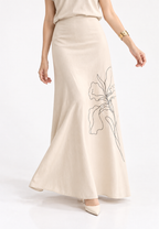 Aureta Embroidery Long Skirt | Cream