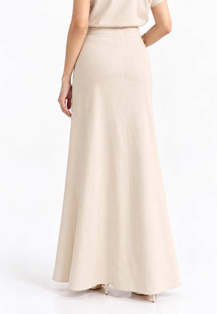 Aureta Embroidery Long Skirt | Cream