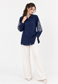 Elaris Embroidery Long Shirt | Navy | Arlette By Brilliant Girl