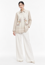 Iris Bloom Shirt  With Color Gradient | Green And Beige