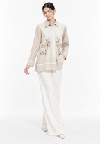 Iris Bloom Shirt  With Color Gradient | Green And Beige